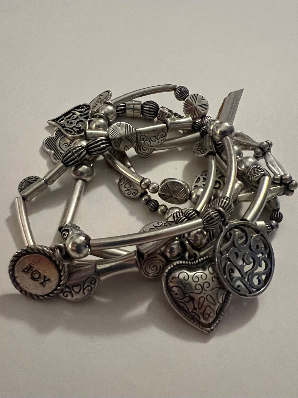 Vintage Lia Sophia Silver-Tone Charm Stretch Multi-Bracelet Piece - NWT